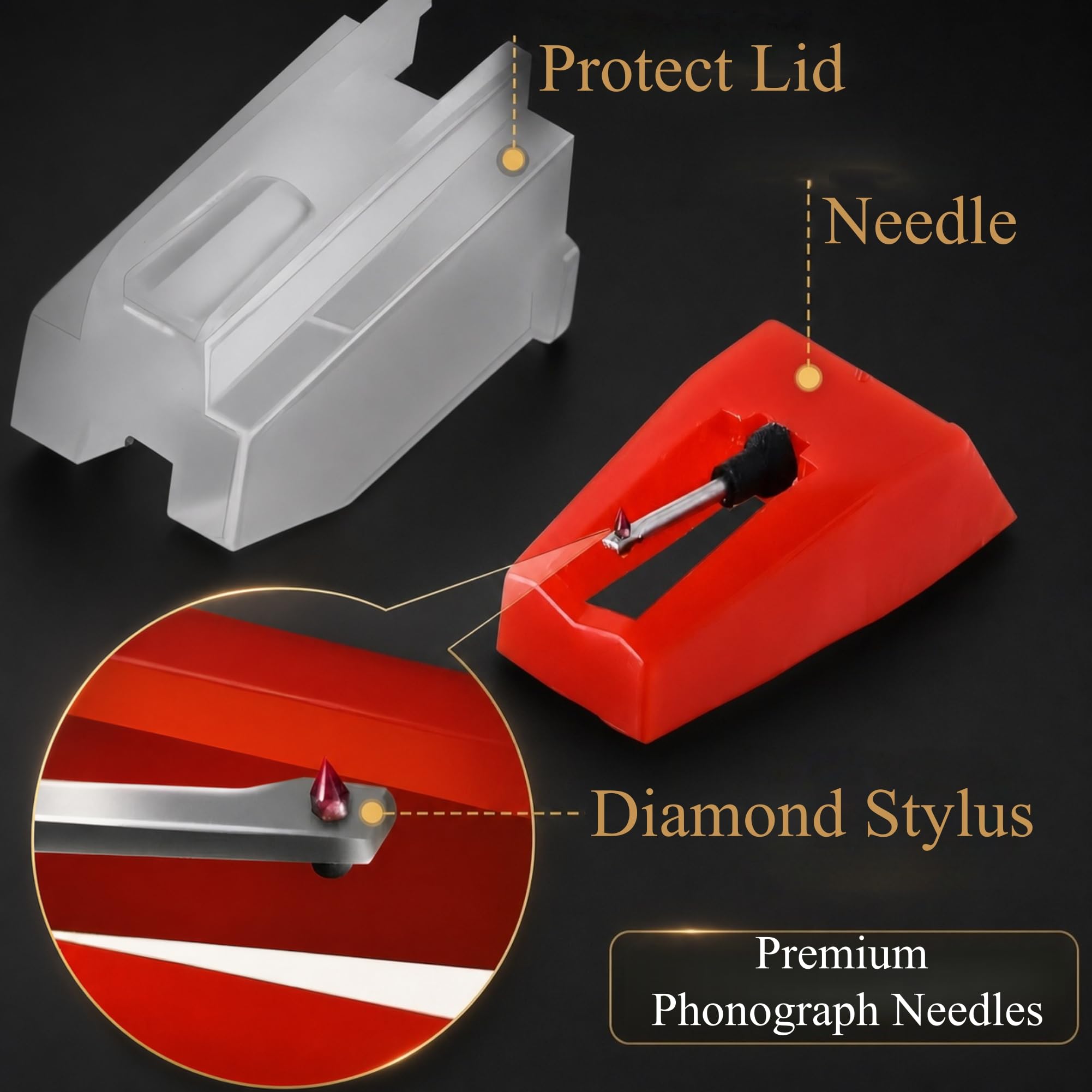 Record Player Needle, 4pcs Abs+Aluminum Turntable Stylus